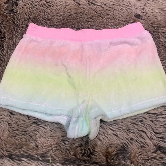 Pink fuzzy shorts sales